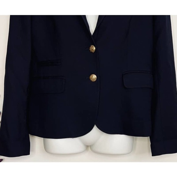 VTG J. CREW NAVY BLUE WOOL BLEND SCHOOLBOY BLAZER SIZE 4 - Picture 4 of 12